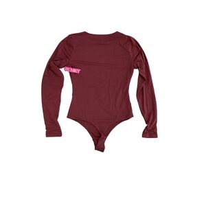 Pumiey Bodysuit Womens Long Sleeve Crew Neck Burgundy Wine Red Size M NEW